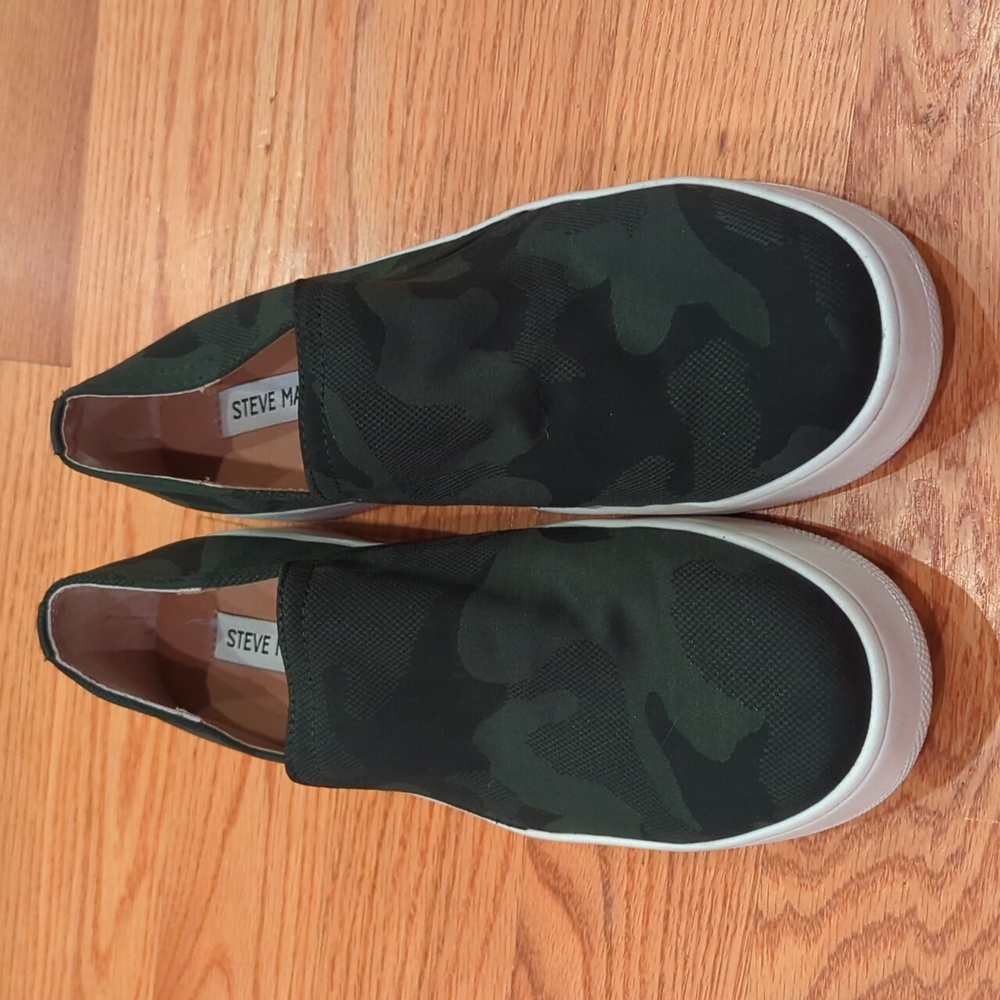 Steve Madden camo slip on platform sneakers